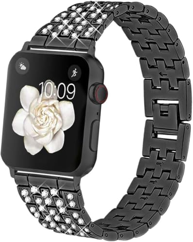 Image of Zitel Compatible with Apple Watch Band for Women Girls, Bling Rhinestone Metal Bands 40mm 41mm 42mm(Series 11 /10) 44mm 45mm 46mm Series 11 /10 /9 /8 /7 /6 /5 /4 /SE3 /SE2 /SE