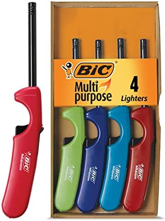 BIC Multi-purpose Classic Edition Candle Lighters, Long Durable Metal Wand, Great For Candles, Grills and Fireplaces, Assorted Colors, 4-Count