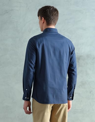 Image of Arrow Sport Solid Slim Fit Cotton Shirt for Men - Full Sleeve Mens Casual Shirts