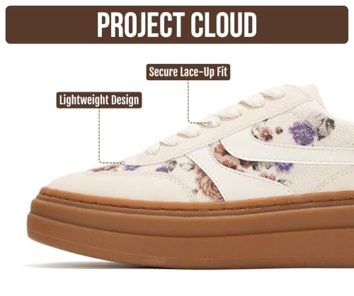 Image of Project Cloud Platform Sneakers for Women Footwear - Memory Foam Insole Womens Shoes, Lightweight and Non-Slip Sole Lace Up Fashion Sneakers for Women 2026 (Volley)
