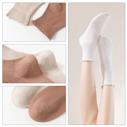 Women's Ruffle Ankle Socks, Soft Cotton Crew Socks3