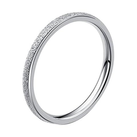 ALEXTINA Women's Stainless Steel 2MM Thin Enternity Ring Wedding Band Dome Finish Silver Tone Size J Cover