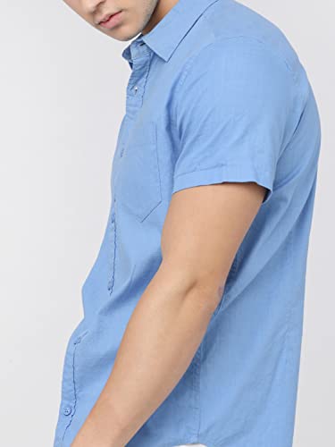 Image of Ketch Men's Cotton Slim Fit Solid Half Sleeve Shirt