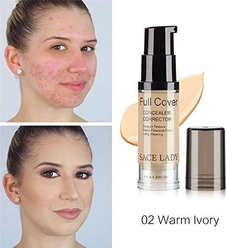 Amazon Sace Lady フル カバー リキッド コンシーラー 軽量 スムース マット 仕上げ 補正 ダーク サークル メイク用 2 2 2 2 7 8 Cm ウォーム アイボリー Sace Lady コンシーラー 通販