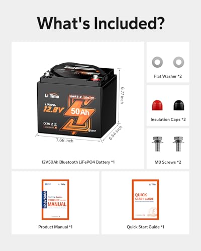 Image of LiTime 12V 50Ah LiFePO4 Lithium Trolling Motors Battery, 4000+ Deep Cycle Bluetooth Marine Battery with Low-Temp Protection, EV-Grade Cells & Smart 50A BMS, Perfect for Fishing Finder, Yacht (4Pack)
