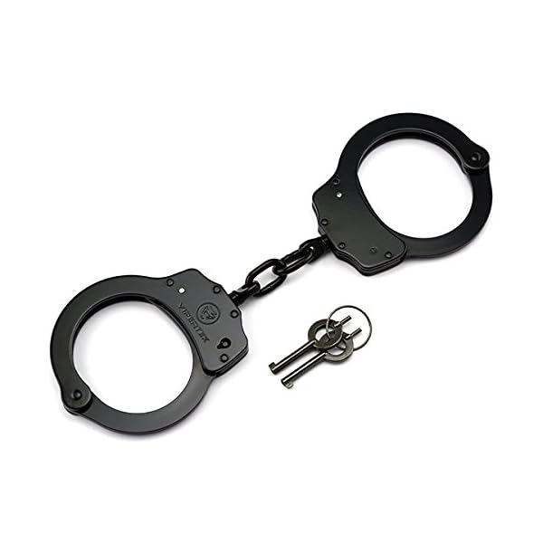 VIPERTEK Double Lock Steel Police Edition Professional Grade Handcuffs (Black) by Vipertek