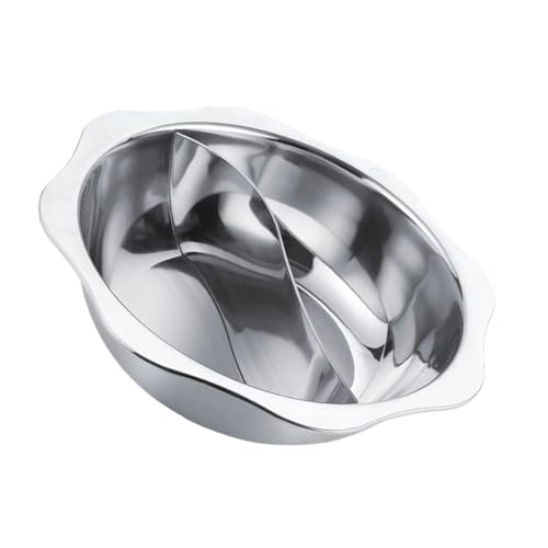 KHBUAB Olla de Acero Inoxidable 28 Cm para Inducción Divisor para Dos Sabores, Cacerola Multifunción Antiadherente para Cocina de Gas y Familiar, Utensilios de Cocina para Ollas