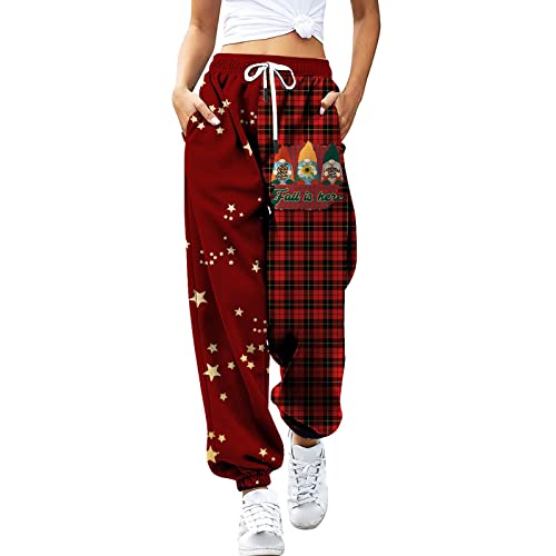 Sweatpants Christmas print pour femmes avec cordon de serrage