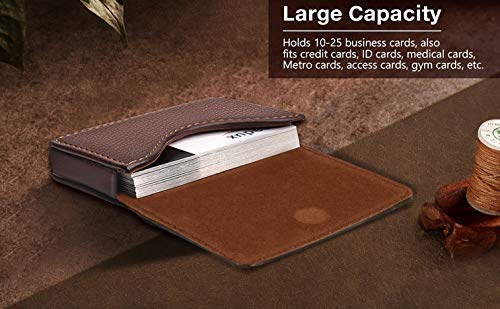 DAHSHA Pocket Sized Stitched PU Leather Credit Card Holder Visiting Business Card Case Wallet with Magnetic Shut for Men & Women (10 x 6 x 1.6 cm, Coffee Brown) 4 41r8FpEkx L