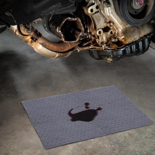 Image of E-SDS 100 Pcs Oil Absorbent Pads 13 inchx10 inch Heavy Duty Oil Spill Mat for Garage Workshop & Kitchen, Absorbing Oil, Grease, Coolant Fast (Gray)
