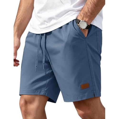 TACVASEN Men's Shorts 7 Inch Casual Summer Beach Shorts with Zipper Pocket