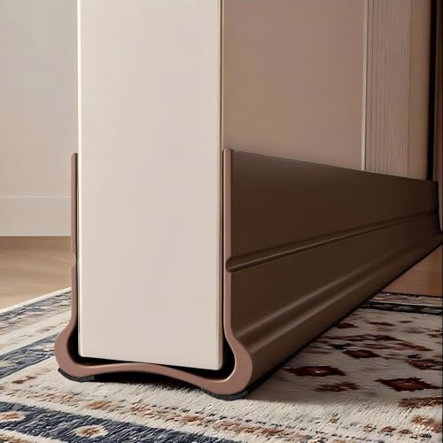 Vingspina 93cm Marrón Burlete Bajo Puerta, Burlete Silicona Puerta Autoadhesivo para Burlete de Puerta, Ajustable Tira de Sellado para Antipolvo, Aislamiento Acústico, Viento, Agua e Insectos, (brown)