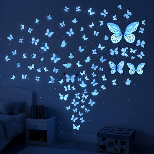 Set de 25 vinilos mariposas luminiscentes azules miniatura 7