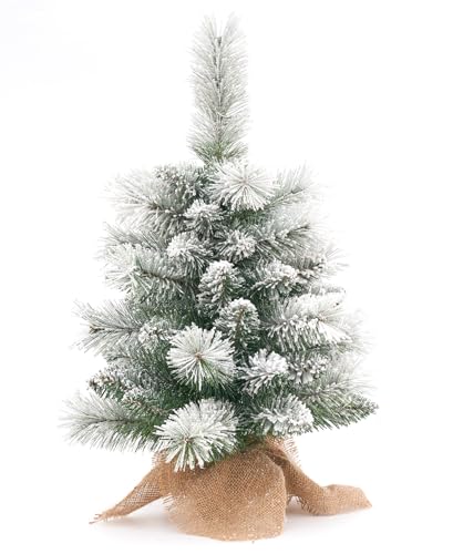 Plus tard Flocked Christmas Tree 2ft Artificial Snow Small Mini Xmas Trees Pine Needles Burlap Base Holiday Tabletop Centerpiece Indoor Decor Plus tard Flocked Christmas Tree 2ft Artificial Snow Small Mini Xmas Trees Pine Needles Burlap Base Holiday Tabletop Centerpiece Indoor Decor