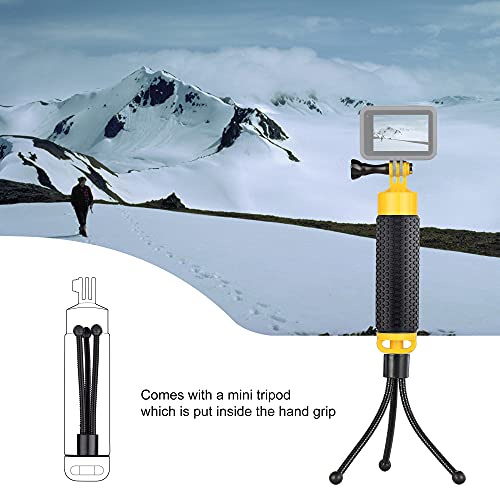 YALLSAME Floating Hand Grip Underwater Handle Mount with Detachable Tripod Stand for GoPro Hero 13 12 11 10 9 7 8 6 5 4 Max Mini Session DJI Action Camera Ideal for Diving Snorkeling Swimming Sport