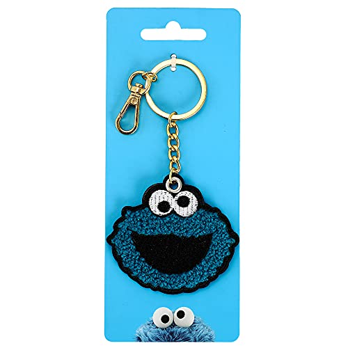 Bioworld Cookie Monster Chenille Embroidered Patch Gold Hardware Keychain #TOP1