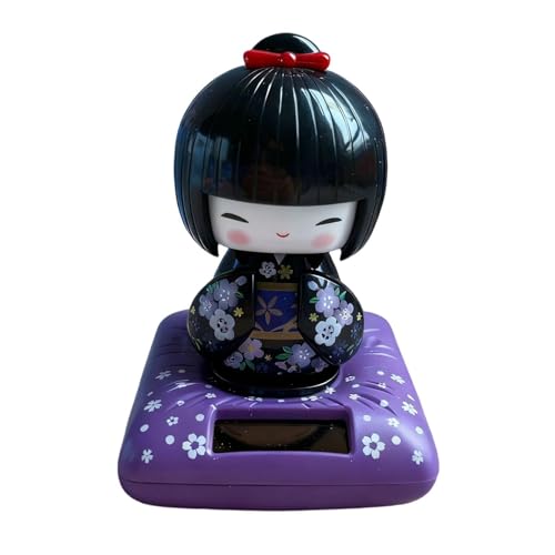 Figuras de tablero solar - Decoración de coche de kimono | Ornamento de consola central automática para coleccionistas, viajes diarios, uso en coche compartido -