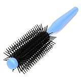 uxcell Plastic Lady Hairstyle Wavy Curly Hair Care Comb Roll Round Brush Black Blue