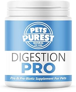 Pets Purest Digestive Prebiotic Probiotic for Dogs, Cats & Pet - 100% Natural Fibre Digestion Enzymes Immune Treatment Supplement for Diarrhoea Constipation Relief, Loose Gland & Firm Stool