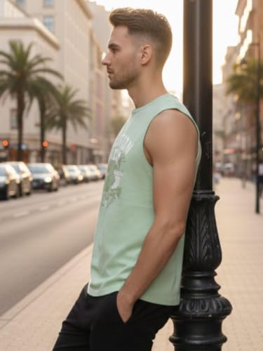 Image of Rigo Stylish Cotton Printed Vest for Men | Round Neck,Regular Fit, Sleeveless T-Shirt Vest for Men | Casual Innerwear Sando for Men & Boys - Perfect for Workouts Gym, Vacations, and Beaches