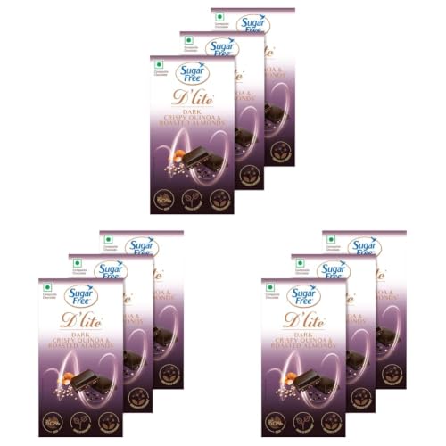 Image of Sugar Free D'lite Quinoa & Almonds Dark Chocolate Bar, 40g (Pack of 9)