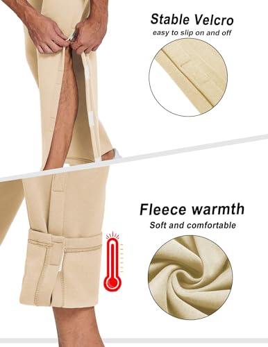 Deyeek Mens Fleece Tear Away Pants Loose Fit Post Knee Replacement Surgery Pants Breakaway Sweatpants Side Snap with Pockets4