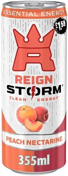Reign Storm Peach Nectarine Clean Energy Drink 355ml PM  1.59 | Case of 12