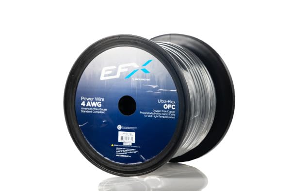 Scosche EFX PW4GY-125 4 Gauge OFC Wire, 4 AWG Pure Copper Power Ground Wire Cable (125ft Gray) True Spec and Soft Touch Welding Wire, Battery Cable Wire, Automotive Wire, Car Audio Stereo, RV Trailer