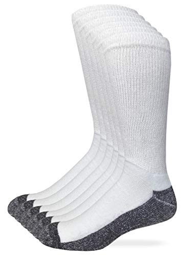 Carolina Ultimate Men's Non-Binding Everyday Crew Socks 6 Pair Pack (White, Men's Shoe Size 12-16 - Sock Size X-Large)