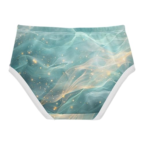 Toddler Girls Underwear 2t Cotton Little Girl Panties Print Briefs Underpants Abstract Swirling Mist Golden Teal2