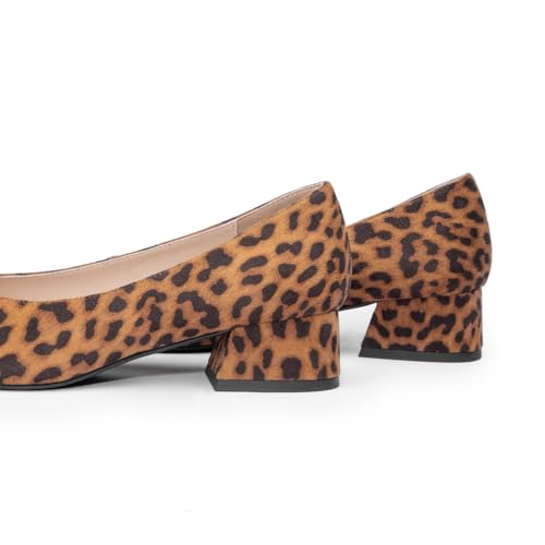 Image of C.Paravano Women's Pumps | Luxury Leather Pumps | 1.5 Inch Chunky Block Heel & Square Toe | Fabric Bow