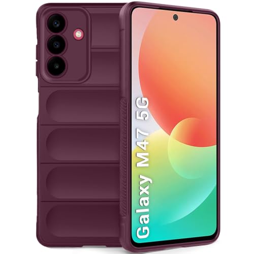 Image of TheGiftKart Liquid Silicon Back Cover Case for Samsung Galaxy M47 5G | Shockproof Military Grade Protection | Micro-Fibre Cloth On Inner Side | Anti-Slip Grip Back Cover Samsung M47 5G (TPU, Maroon)