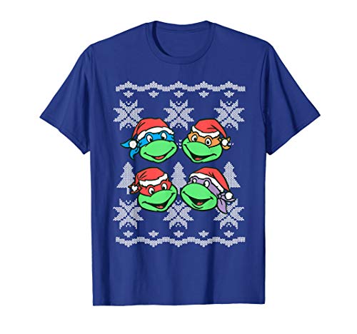 T-shirt Tortues Ninja de Noël motif pull jacquard imprimé manches courtes