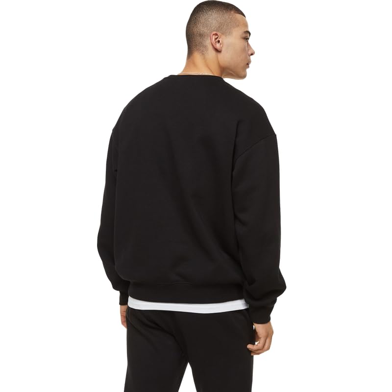 Image of DROBE Cotton Blend Round Neck Solid Sweatshirt for Men