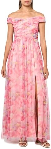Adrianna Papell Sweetpea Print Tulle Gown