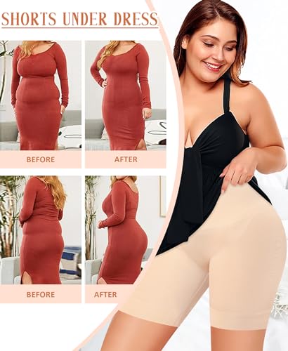 Image of Werena Seamless Slip Shorts for Women Under Dress Shaping Boyshorts Panties Tummy Control Shapewear