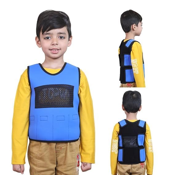 Image of Abley's Kids Weighted Vest for Sensory Integration - Calming Deep Pressure Sensory Vest for Autism, SPD, ADHD - Adjustable Neoprene Body Wrap with 6 Removable Weights - Blue, Large (2 KG)