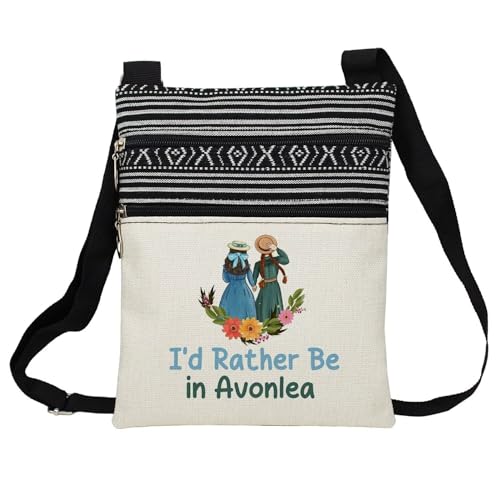 Anne Green Fans Messenger Bag Small Ethnic Pattern Printed Adjustable Strap Crossbody Zipper Bag I'd Rather Be In Avonlea Phone Bag Wallet Cute Shoulder Handbag for Women