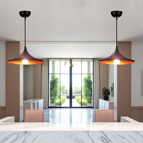 Image of GreyWings Black Aluminium Hanging Pendant Light for Indoor, Ceiling Lamp for Dining Table, Kitchen, Living Room,(Bulb not Included) Small Pack of 1