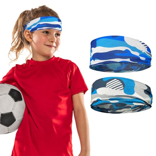 Diadema deportiva para niños, 2 unidades, elástica, para el pelo, que absorbe el sudor, para baloncesto, fútbol y sudor (estilo 3)