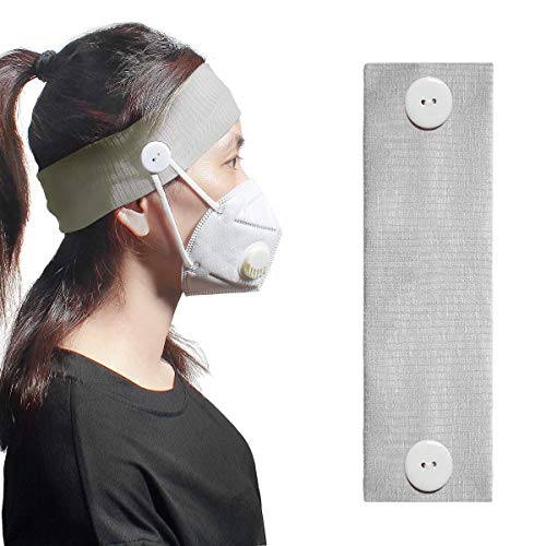 shownii Headband with Buttons for Face Mask Elastic Hair Bands Ear Protection with Headband Mask Holder for Doctors Nurses 1 Piece or 4 Pieces Option