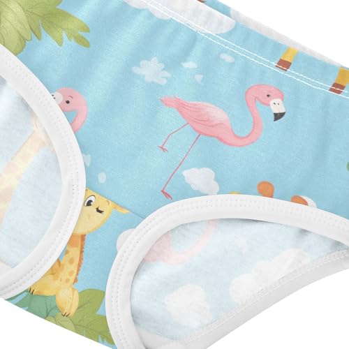 Wusikd Cute Giraffes Clouds Girls' Underwear Cotton Pink Flamingos Girls Briefs Soft Toddler Underwear 2T4