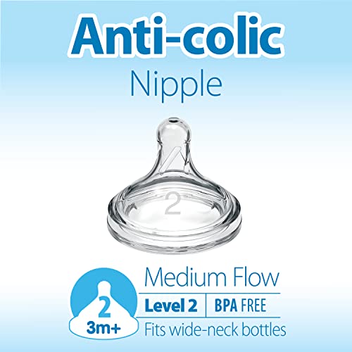 Dr. Brown'S WN2201-P3 Natural Flow Level 2, Wide-Neck Baby Bottle Silicone Nipple thumb #1