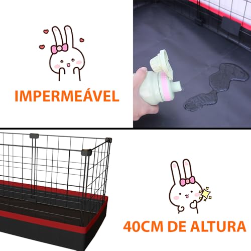 Cercado Aramado Pet Porquinho da Índia 80x120x40cm com Bandeja Higiênica Tapete Impermeável Fácil de