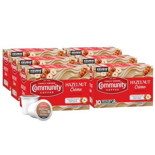 Image of Community Coffee Hazelnut Creme Flavored K-Cups, Medium Roast, 10 Count (Pack of 6)