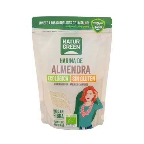 NaturGreen Harina de Almendra Bio 300 g | Ecológica y Natural | Sin Azúcares Añadidos | Sin Frutos Secos | Sin Gluten | Sin Soja | Ideal para Recetas Saludables y Dietas Especiales
