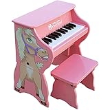 Schoenhut Pals Horse Baby Grand Piano - 25 Key Mini Piano Keyboard with Bench - Pink Floor Piano Develop Basic Playing Skills and Hand-Eye Coordination - Childrens Piano with Tri-Play Learning System