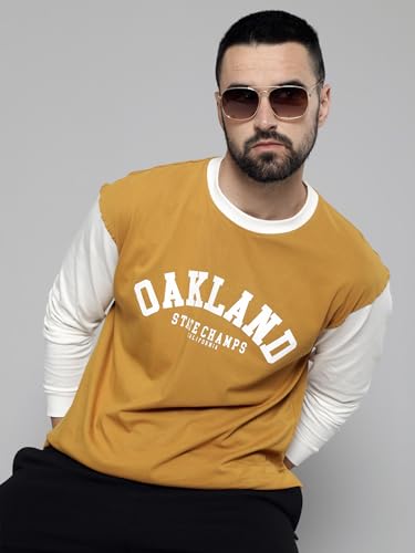 Image of Maniac Mens Printed Round Neck Full Sleeve Cotton Oversized T-Shirt