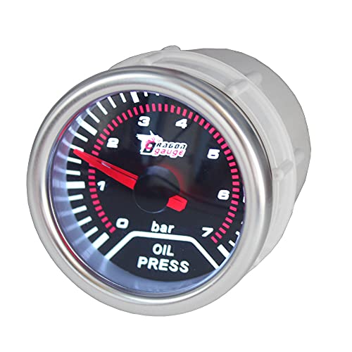 ETOPARS Universal 2 52mm Auto Öldruckmesser 0-7 Bar Öldruckanzeige 12V Rauchglas Ölpresseanzeige Messgerät Weiß Licht mit Sensor