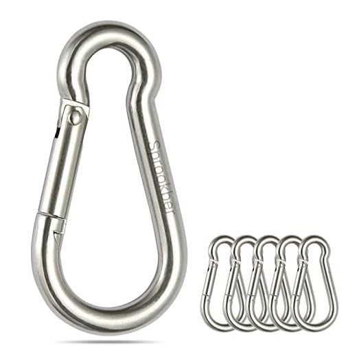 sprookber Stainless Steel Spring Snap Hook Carabiner - 304 Stainless Steel Clips, Set of 6